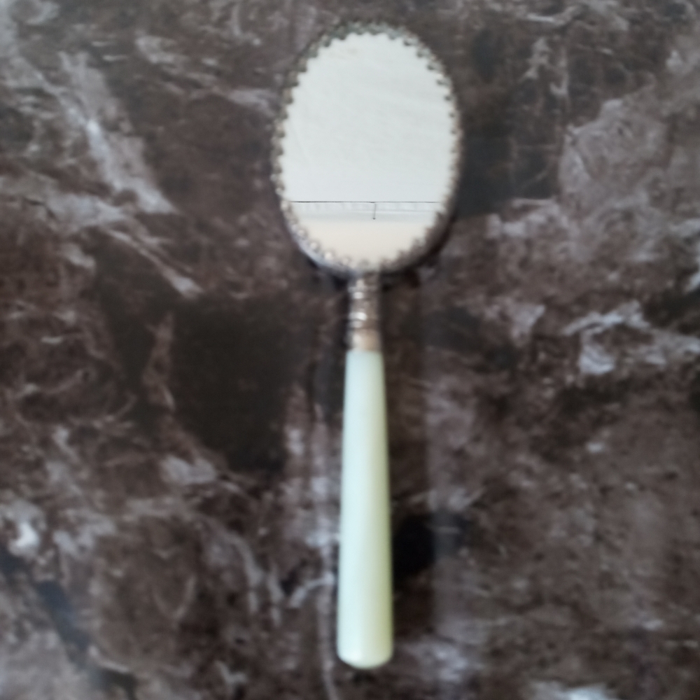 Asian Hand Mirror with Jade Handle